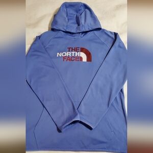 The North Face Women's Blue Hoodie With Sleeve Thumb Holes  Front Pockets. Sz XL